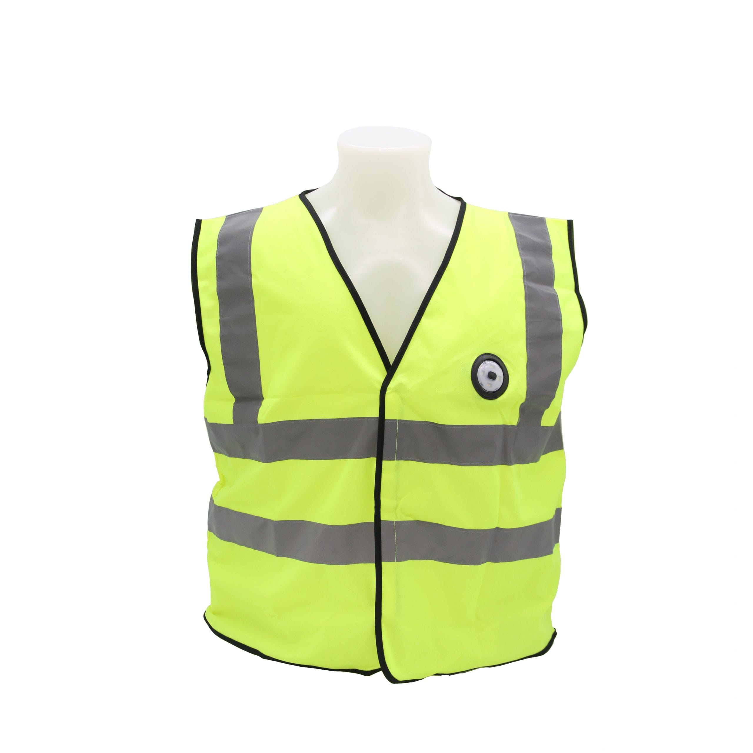 Yellow Hi Vis Vest with Rechargeable LED Light Front off photo