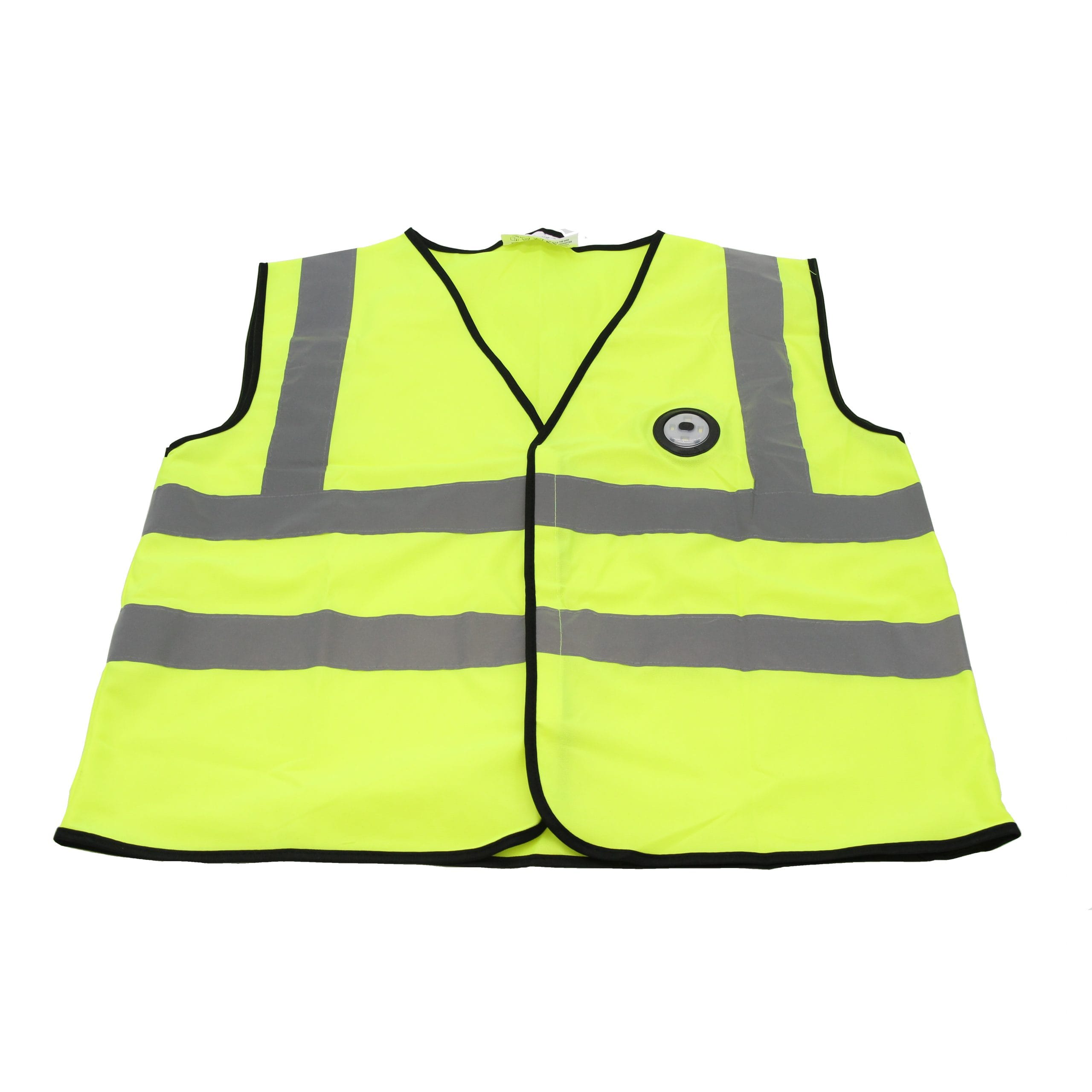 Yellow Hi Vis Vest with Rechargeable LED Light Top Angle photo