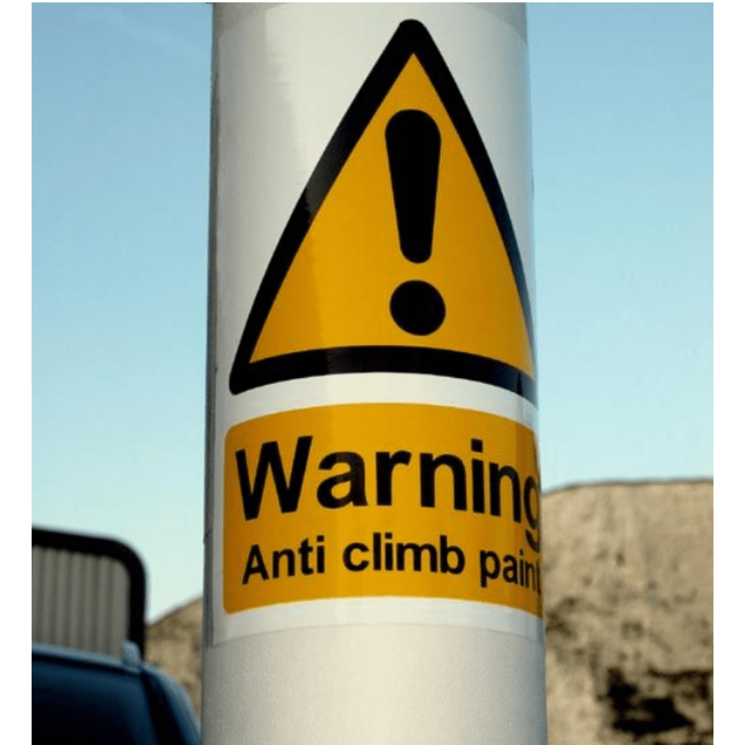 Flexible Adhesive Warning Anti Climb Paint Sign HiViz 150 x 200mm (Single)